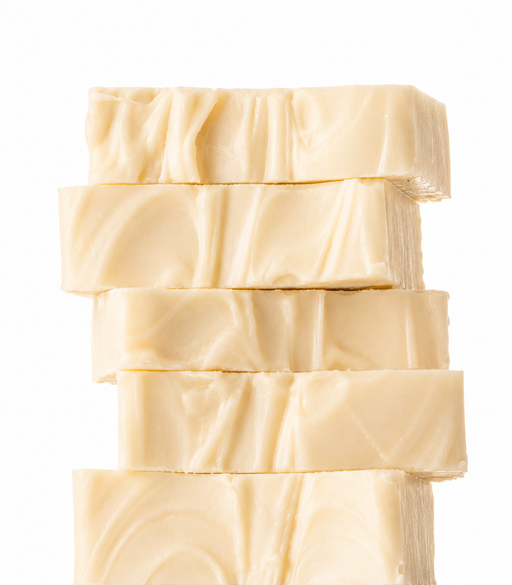 Stack of creamy Vanilla Fudge on a white background