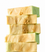 A stack of five handmade Key Lime Pie Slices on a white background.