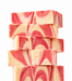 Stack of Strawberry Cheesecake Fudge  Slices on a white background