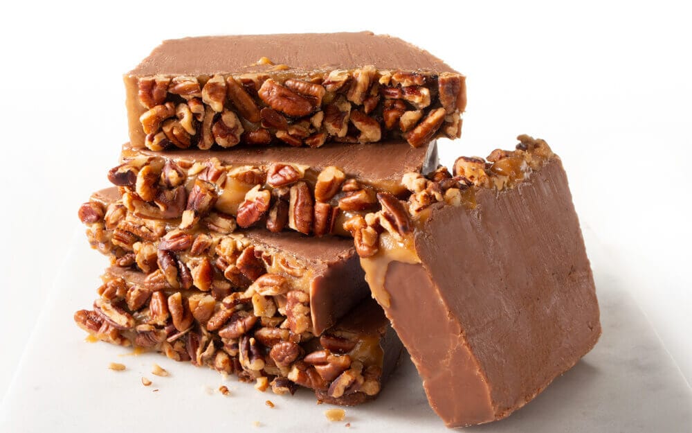 Chocolate Moonshine Fudge Pecan Turtle Fudge